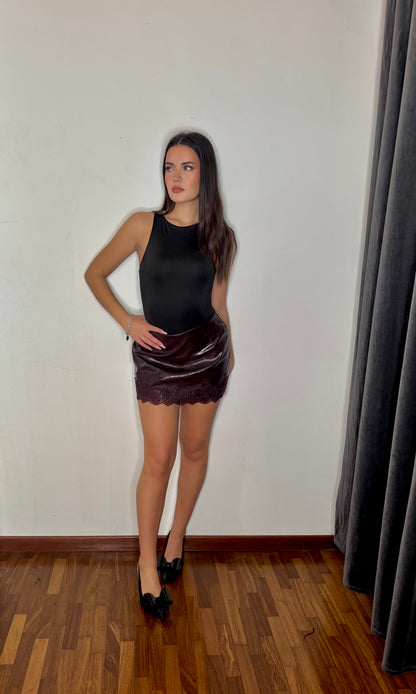 Gonna Chantal ecopelle (con shorts)