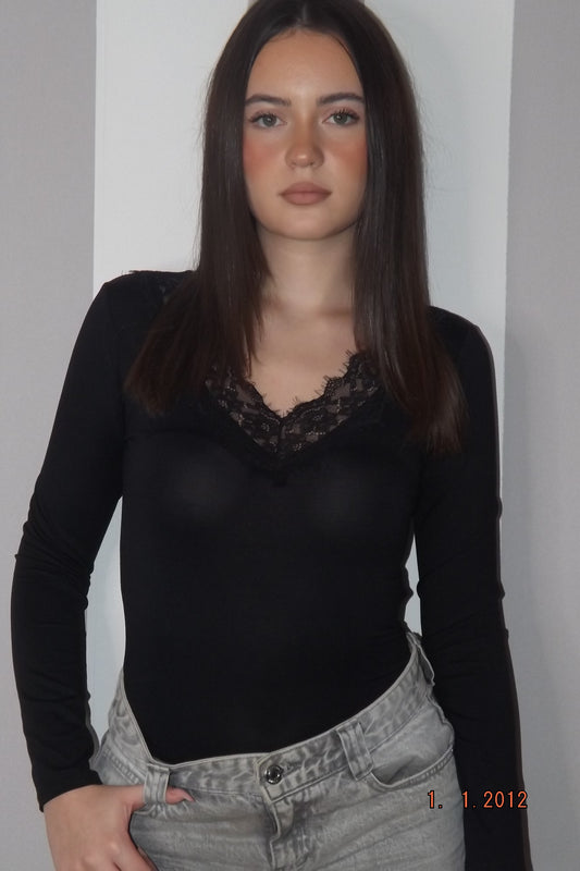 Body con inserto in pizzo